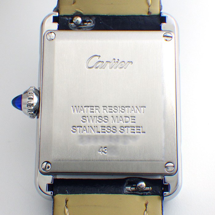 カルティエ Cartier 腕時計 タンクマスト WSTA0042 レクタンギュラー シルバー文字盤 ローマンインデックス ブラック 革ベルト SS クオーツアナログ 【中古】