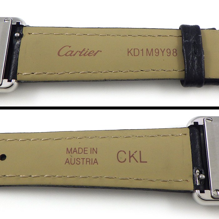 カルティエ Cartier 腕時計 タンクマスト WSTA0042 レクタンギュラー シルバー文字盤 ローマンインデックス ブラック 革ベルト SS クオーツアナログ 【中古】