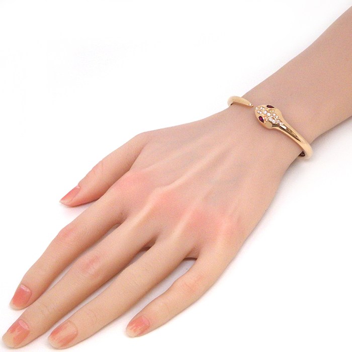 ブルガリ BVLGARI バングル セルペンティ セドゥットーリ 352819 スネークモチーフ ルベライト パヴェ ダイヤモンド 計0.30ct K18PG / #S 【箱・保付き】 【中古】