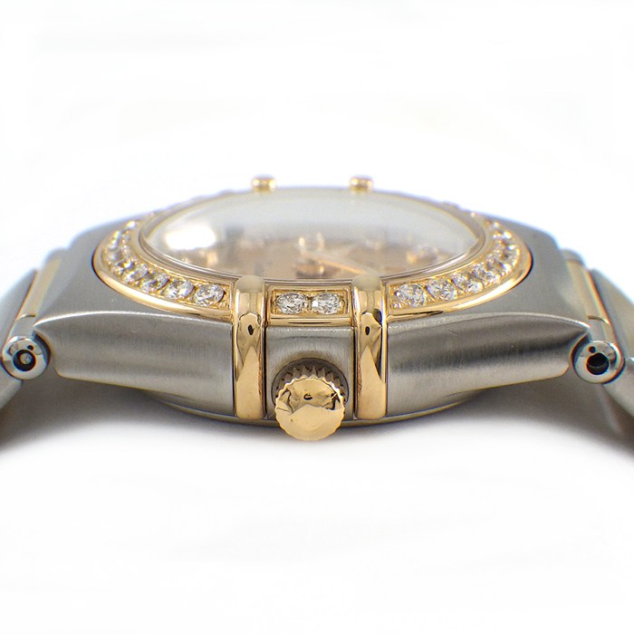 オメガ OMEGA 腕時計 コンステレーション ミニ 111.25.23.60.58.001 160周年記念モデル ダイヤベゼル 12ポイント ダイヤインデックス ゴールドギョーシェ文字盤 K18YG SS クオーツアナログ 【中古】
