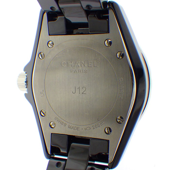 CHANEL J12 ルビー　34mm H1634 美品 CHANEL シャネル J12 H1634 12Pルビー 33ミリ クォーツ ブラック