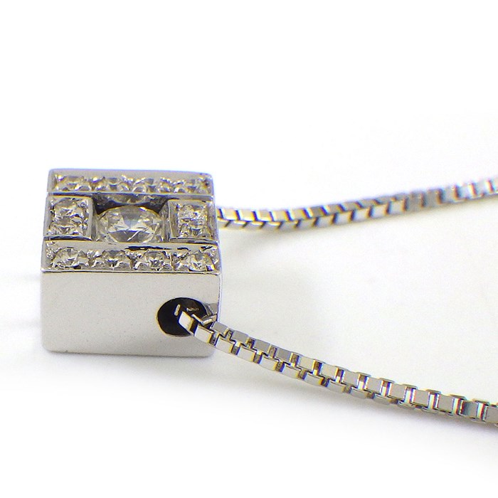 ダミアーニ DAMIANI ネックレス ベルエポック スクエア ベネチアンチェーン パヴェ ダイヤモンド K18WG 【中古】