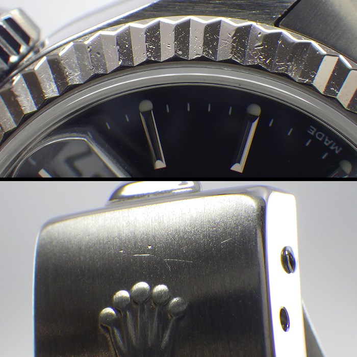 ロレックス Rolex 腕時計 デイトジャスト 79174 フルーテッドベゼル ブラック文字盤 ジュビリーブレス SS K18WG 自動巻き 【中古】