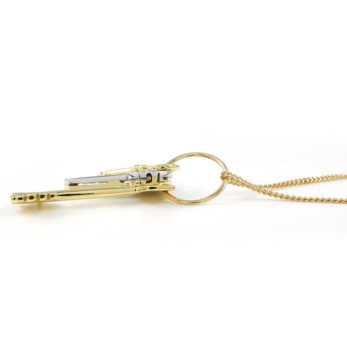 スタージュエリー STAR JEWELRY ネックレス 3モチーフ オーバル ラウンド スクエア キー 鍵 パヴェ ダイヤモンド K18YG K18WG 【中古】