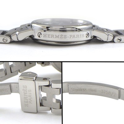 エルメス HERMES 腕時計 クリッパー CL4.210 デイト サンレイ グレー文字盤 Hリンクブレス SS クオーツアナログ 【中古】