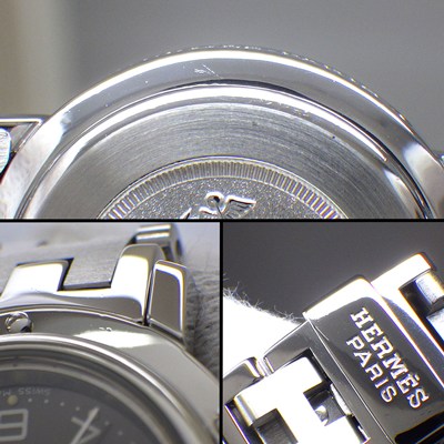 エルメス HERMES 腕時計 クリッパー CL4.210 デイト サンレイ グレー文字盤 Hリンクブレス SS クオーツアナログ 【中古】