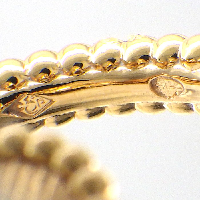 ヴァンクリーフ＆アーペル Van Cleef & Arpels リング ヴィンテージ アルハンブラ リバーシブル ギョーシェ VCARP7U500 カーネリアン 1ポイント ダイヤモンド 0.04ct K18PG 11号 / #49 【中古】
