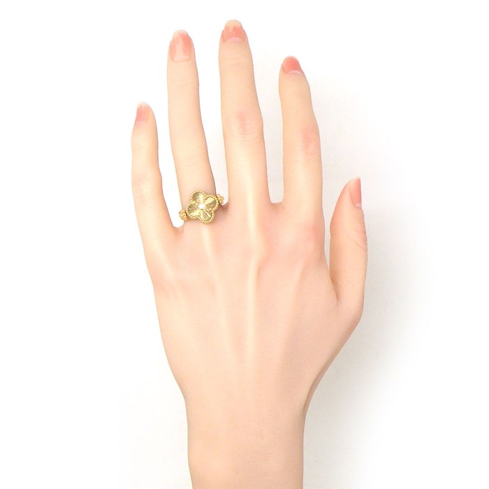 ヴァンクリーフ＆アーペル Van Cleef & Arpels リング ヴィンテージ アルハンブラ リバーシブル ギョーシェ VCARP7U500 カーネリアン 1ポイント ダイヤモンド 0.04ct K18PG 11号 / #49 【中古】