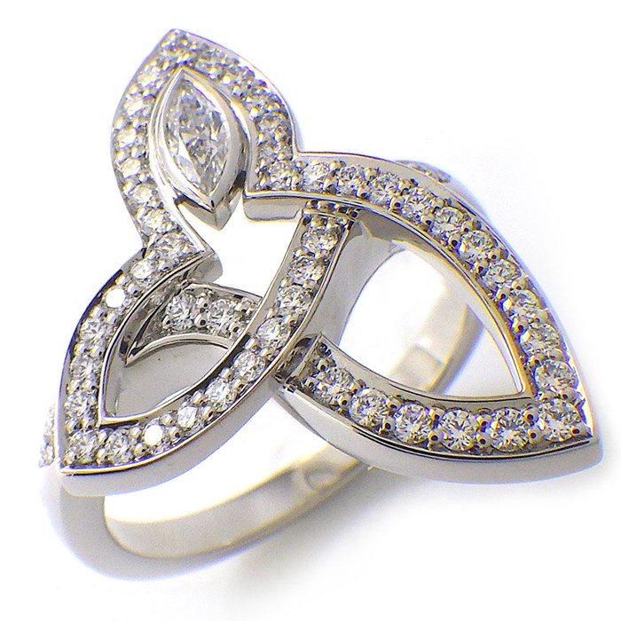 ハリーウィンストン HARRY WINSTON リング リリークラスター FRDPMQRFLC リーフ 1ポイント マーキスカット 54ポイント ラウンド ダイヤモンド 計0.41ct PT950 10号 【箱・保付き】 【中古】