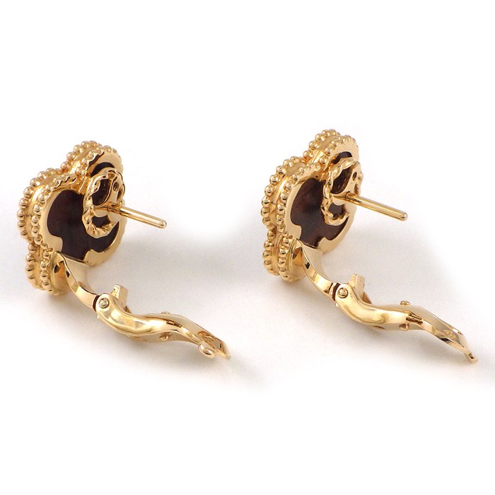 ヴァンクリーフ＆アーペル Van Cleef & Arpels ピアス ヴィンテージアルハンブラ レターウッド K18PG 【中古】