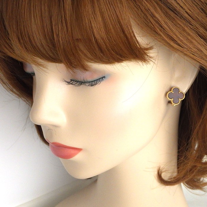ヴァンクリーフ＆アーペル Van Cleef & Arpels ピアス ヴィンテージアルハンブラ レターウッド K18PG 【中古】