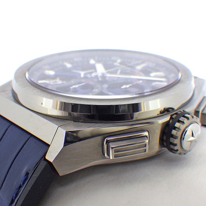 ゼニス ZENITH 腕時計 デファイ エル・プリメロ 21 95.9002.9004/78.R584 クロノグラフ スモールセコンド 裏スケ ブルー/ブラック/スケルトン文字盤 チタン ブルー アリゲーター レザー/ブラック ラバー ベルト 青 黒 自動巻き 【中古】