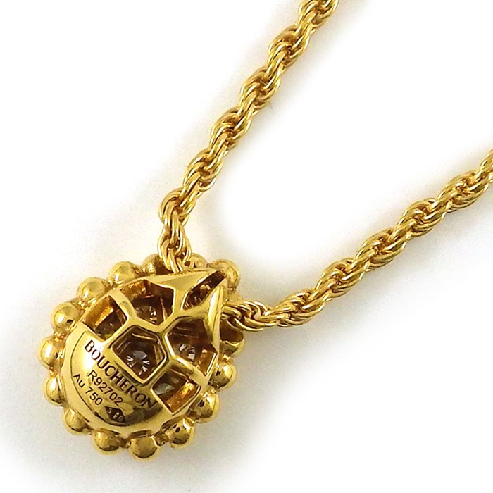  ブシュロン BOUCHERON ネックレス セルパンボエム エクストラスモール XS JPN00611 ドロップ モチーフ スクリューチェーン 8ポイント ダイヤモンド 計0.13ct K18YG 【箱・保付き】 【中古】