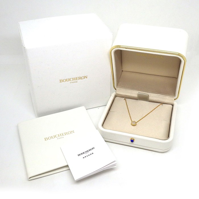  ブシュロン BOUCHERON ネックレス セルパンボエム エクストラスモール XS JPN00611 ドロップ モチーフ スクリューチェーン 8ポイント ダイヤモンド 計0.13ct K18YG 【箱・保付き】 【中古】