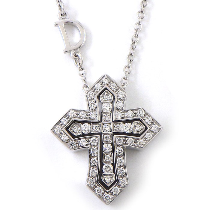 ダミアーニ DAMIANI ネックレス ベルエポック クラウン S クロス パヴェ ダイヤモンド K18WG 【箱・保付き】 【中古】