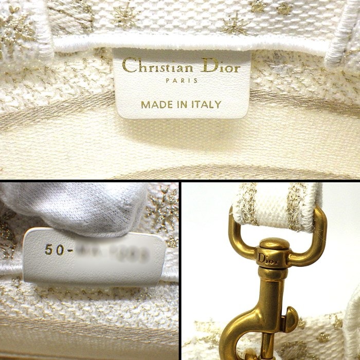 ディオール Dior ハンドバッグ ショルダーバッグ ブックトート ミニ S5573CESU_M01E ゴールド ホワイト バタフライ ゾディアック エンブロイダリー (コットン) 【中古】