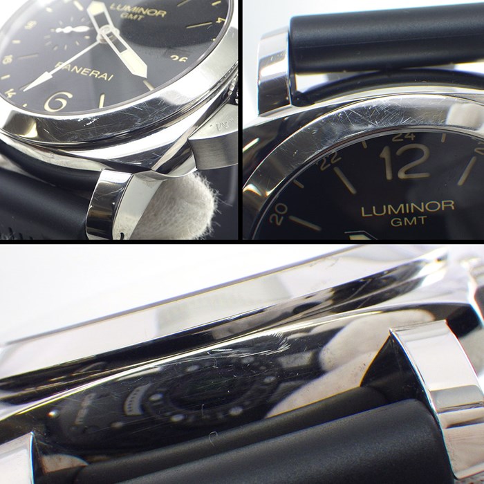 パネライ PANERAI 腕時計 ルミノール 1950 アッチャイオ PAM00531 ブラック文字盤 3デイズ GMT 24時間表示 2タイム表示 パワーリザーブインジゲーター ラバー SS 自動巻き 【箱・保付き】 【中古】