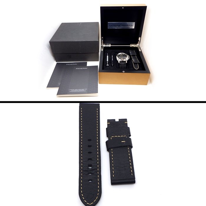 パネライ PANERAI 腕時計 ルミノール 1950 アッチャイオ PAM00531 ブラック文字盤 3デイズ GMT 24時間表示 2タイム表示 パワーリザーブインジゲーター ラバー SS 自動巻き 【箱・保付き】 【中古】