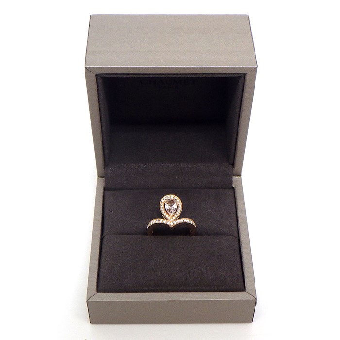 ショーメ Chaumet リング ジョゼフィーヌ エグレット 1ポイント ペアシェイプ ピンク クォーツ ラウンドカット ダイヤモンド K18PG 10号 / #51 【中古】