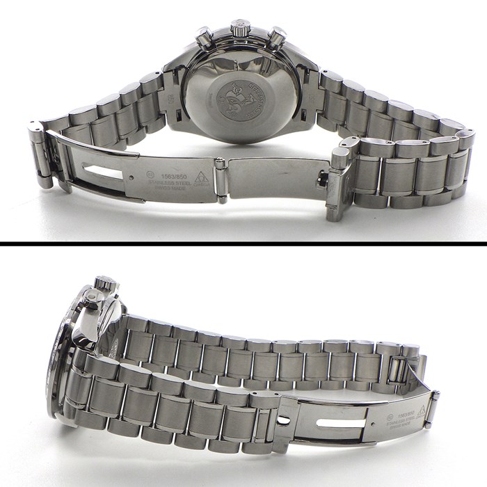 オメガ OMEGA 腕時計 スピードマスター デイデイト 3523.50 日本限定モデル トリプルカレンダー クロノグラフ タキメーター スモールセコンド GMT ブラック文字盤 SS 自動巻き 【中古】