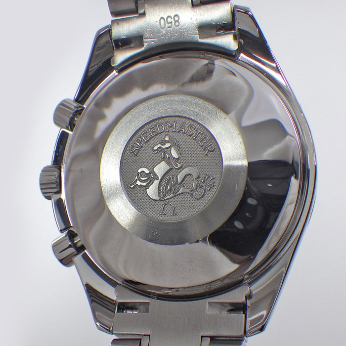 オメガ OMEGA 腕時計 スピードマスター デイデイト 3523.50 日本限定モデル トリプルカレンダー クロノグラフ タキメーター スモールセコンド GMT ブラック文字盤 SS 自動巻き 【中古】