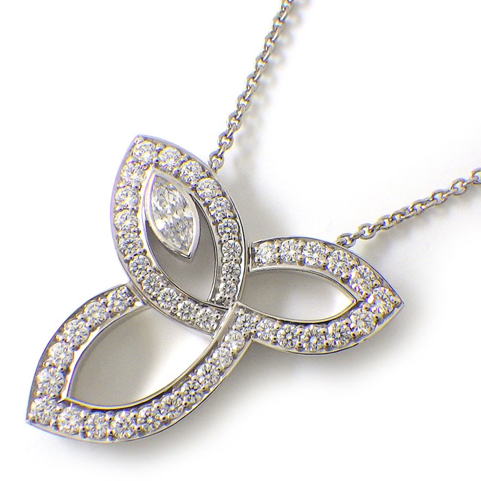 ハリーウィンストン HARRY WINSTON ネックレス リリークラスター PEDPMQRFLC 1ポイント マーキスカット ダイヤモンド 45ポイント ラウンドカット ダイヤモンド 計0.68ct PT950 【中古】