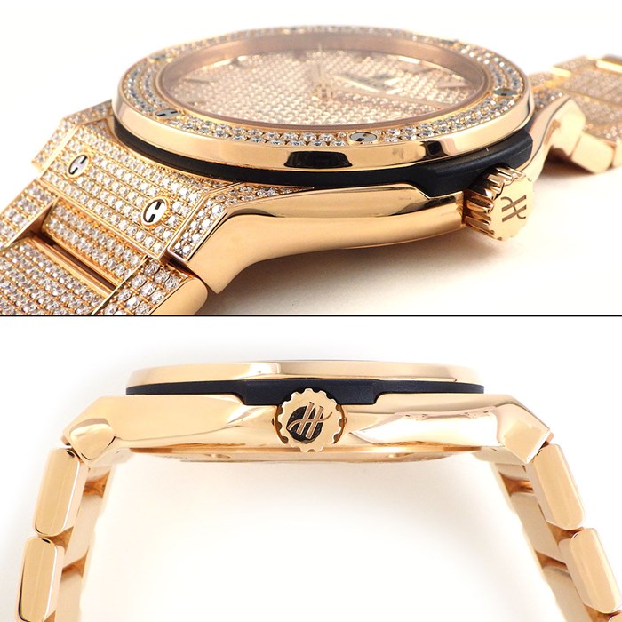 ウブロ Hublot 腕時計 クラシックフュージョン キングゴールド 511.OX.9010.OX.3704 カレンダー 裏スケ フル パヴェ ダイヤモンド 文字盤/ベゼル/ベルト K18キングゴールド 自動巻き 【中古】