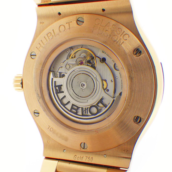 ウブロ Hublot 腕時計 クラシックフュージョン キングゴールド 511.OX.9010.OX.3704 カレンダー 裏スケ フル パヴェ ダイヤモンド 文字盤/ベゼル/ベルト K18キングゴールド 自動巻き 【中古】