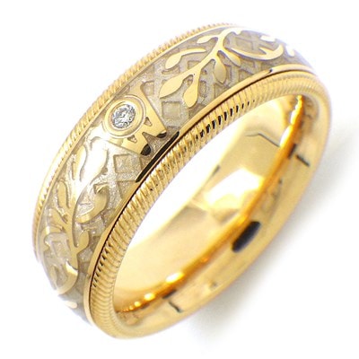 ウェレンドルフ Wellendorff リング トリュフ メッシュ リーフ スライド 回転 ホワイト エマイユ 1ポイント ダイヤモンド K18YG エナメル 白 13号 【中古】