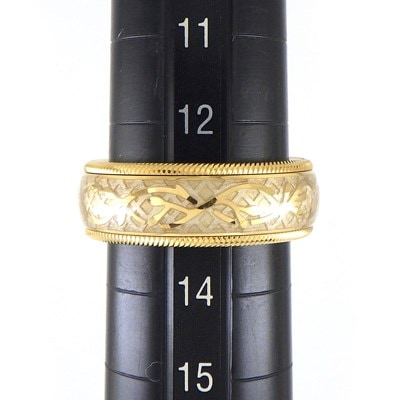 ウェレンドルフ Wellendorff リング トリュフ メッシュ リーフ スライド 回転 ホワイト エマイユ 1ポイント ダイヤモンド K18YG エナメル 白 13号 【中古】