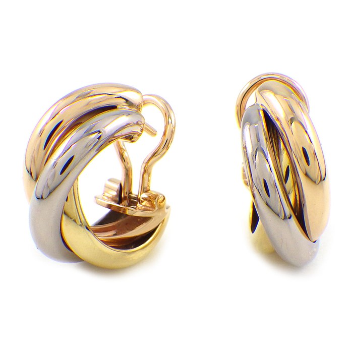 カルティエ Cartier ピアス トリニティ フープ スリーカラー K18PG K18WG K18YG 【箱・保付き】 【中古】