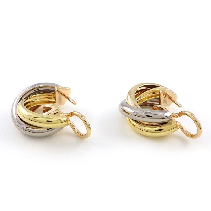 カルティエ Cartier ピアス トリニティ フープ スリーカラー K18PG K18WG K18YG 【箱・保付き】 【中古】