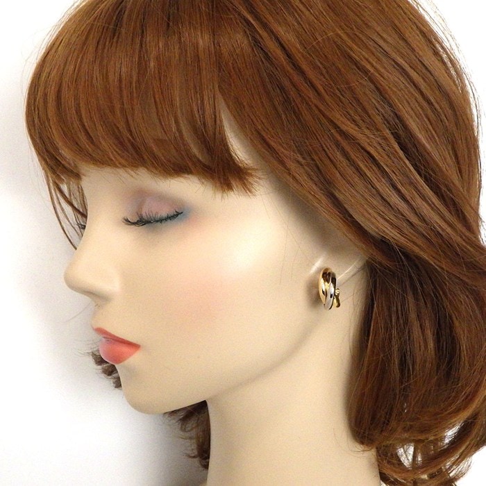 カルティエ Cartier ピアス トリニティ フープ スリーカラー K18PG K18WG K18YG 【箱・保付き】 【中古】