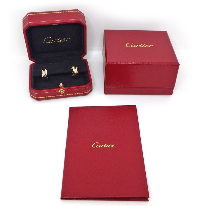 カルティエ Cartier ピアス トリニティ フープ スリーカラー K18PG K18WG K18YG 【箱・保付き】 【中古】