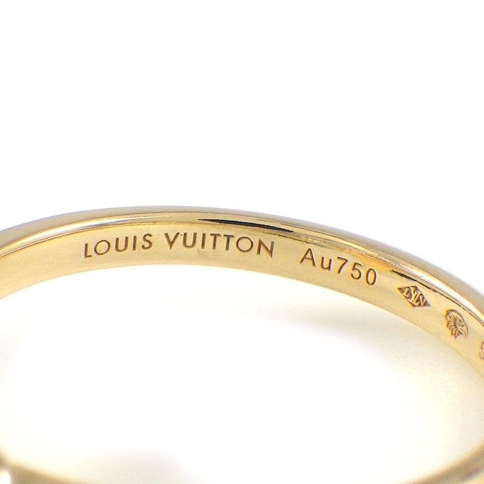 ルイ・ヴィトン LOUIS VUITTON リング バーグスターブロッサム ミニ Q9N91G モノグラム フラワー モチーフ 1ポイント ダイヤモンド 0.04ct オニキス K18YG 13号 / #53 【中古】