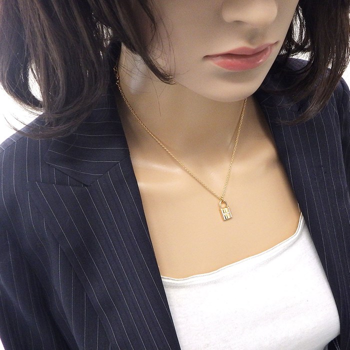 エルメス HERMES ネックレス ケリー カデナ H121332B 錠 H ロゴ 18ポイント ダイヤモンド 計0.09ct K18PG 【中古】