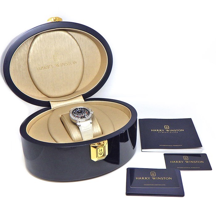 ハリーウィンストン HARRY WINSTON 腕時計 オーシャン バイレトログラード OCEABI42WW001 世界20本限定 デイト スモセコ ジャンピングアワー ダイヤベゼル/ラグ/尾錠 スケルトン K18WG アリゲーターレザー 自動巻き 【箱・保付き】 【中古】