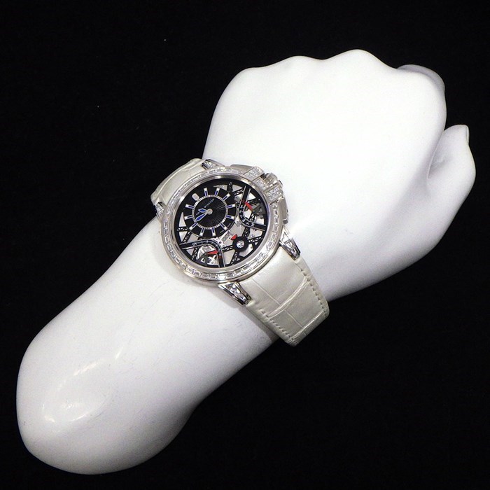 ハリーウィンストン HARRY WINSTON 腕時計 オーシャン バイレトログラード OCEABI42WW001 世界20本限定 デイト スモセコ ジャンピングアワー ダイヤベゼル/ラグ/尾錠 スケルトン K18WG アリゲーターレザー 自動巻き 【箱・保付き】 【中古】