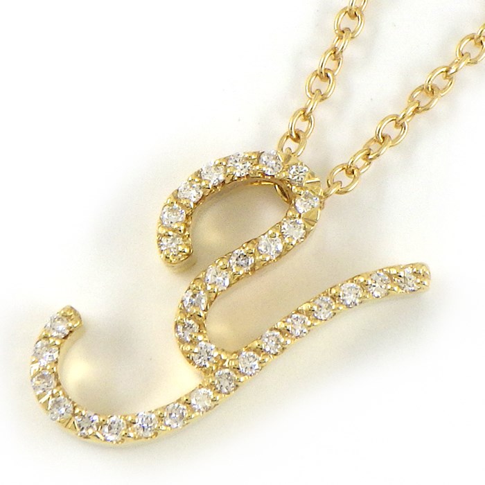 ポンテヴェキオ Ponte Vecchio ネックレス イニシャル Y モチーフ パヴェ ダイヤモンド 計0.15ct K18YG 【中古】