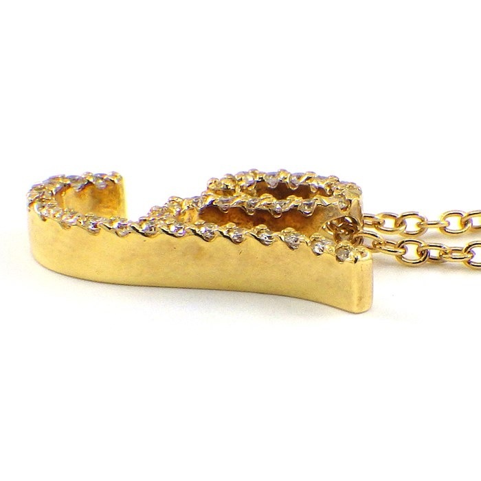 ポンテヴェキオ Ponte Vecchio ネックレス イニシャル Y モチーフ パヴェ ダイヤモンド 計0.15ct K18YG 【中古】