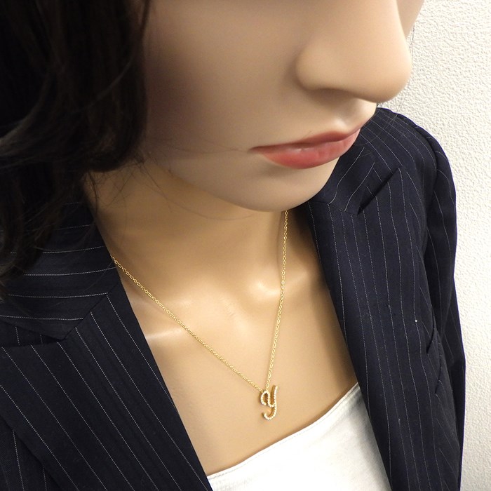 ポンテヴェキオ Ponte Vecchio ネックレス イニシャル Y モチーフ パヴェ ダイヤモンド 計0.15ct K18YG 【中古】