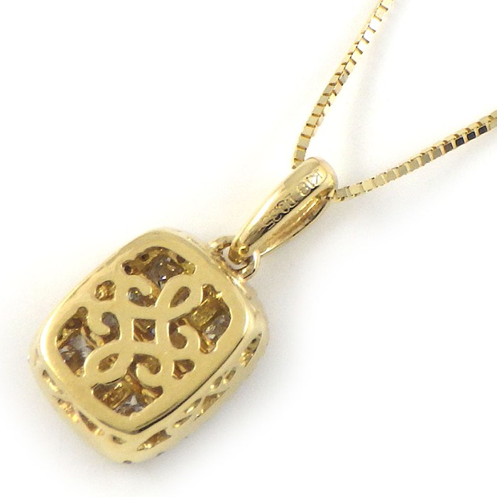 【ダイヤモンド】 ネックレス パヴェ ダイヤモンド 計0.35ct K18YG 【中古】