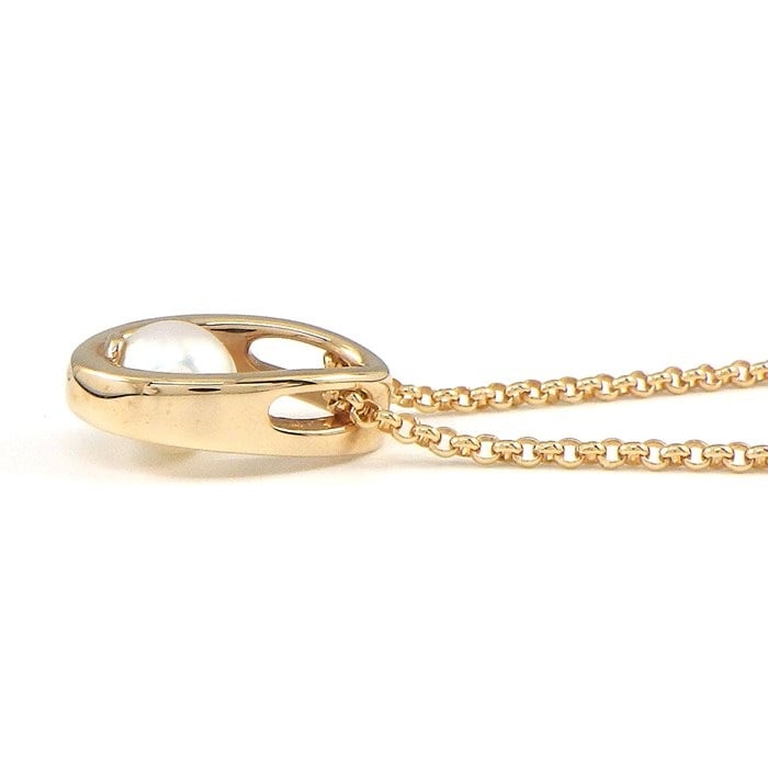 ミキモト MIKIMOTO ネックレス オーバル モチーフ パール 6.5mm珠 K18PG 【中古】