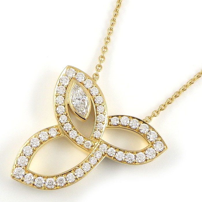ハリーウィンストン HARRY WINSTON ネックレス リリークラスター PEDYMQRFLC 1ポイント マーキスカット ダイヤモンド 45ポイント ラウンドブリリアントカット ダイヤモンド 計0.68ct K18YG 【中古】