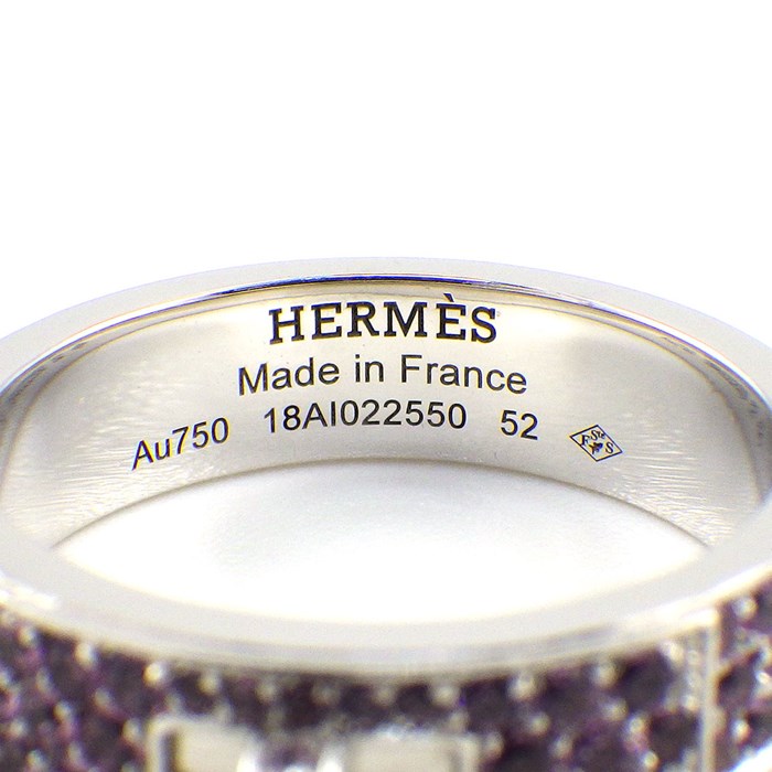 エルメス HERMES リング ケリー PM 87ポイント ピンク ガーネット K18WG 11.5号 / #52 【箱・保付き】 【中古】