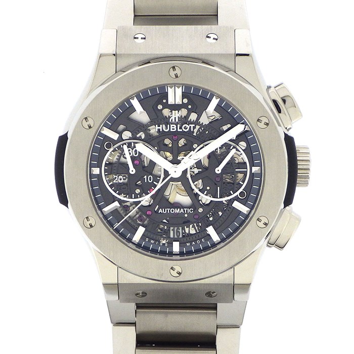 ウブロ Hublot 腕時計 クラシックフュージョン エアロフュージョン 525.NX.0170.NX クロノグラフ スケルトン スモールセコンド 裏スケ チタン 自動巻き 【中古】