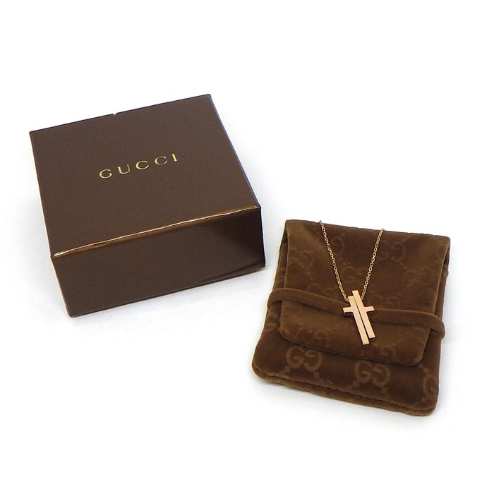 グッチ GUCCI ネックレス セパレートクロス K18PG 【中古】