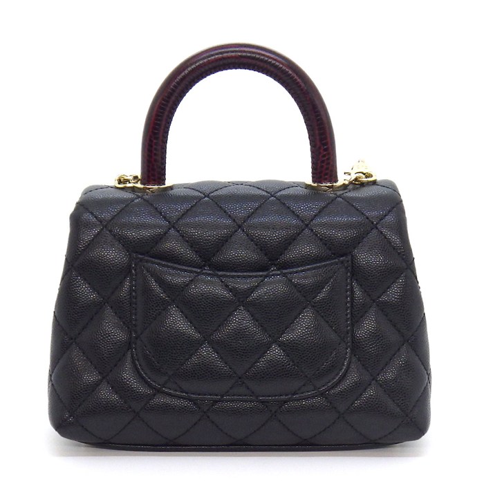 シャネル CHANEL ショルダーバッグ マトラッセ ココハンドル XXS トップハンドル ミニ AS2215 ブラック ボルドー キャビアスキン 【中古】