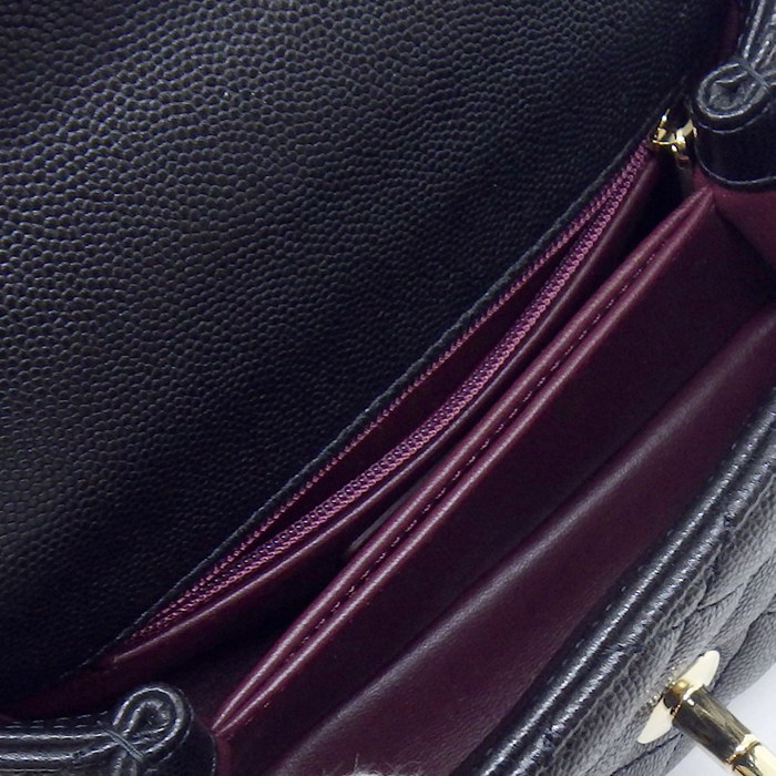 シャネル CHANEL ショルダーバッグ マトラッセ ココハンドル XXS トップハンドル ミニ AS2215 ブラック ボルドー キャビアスキン 【中古】
