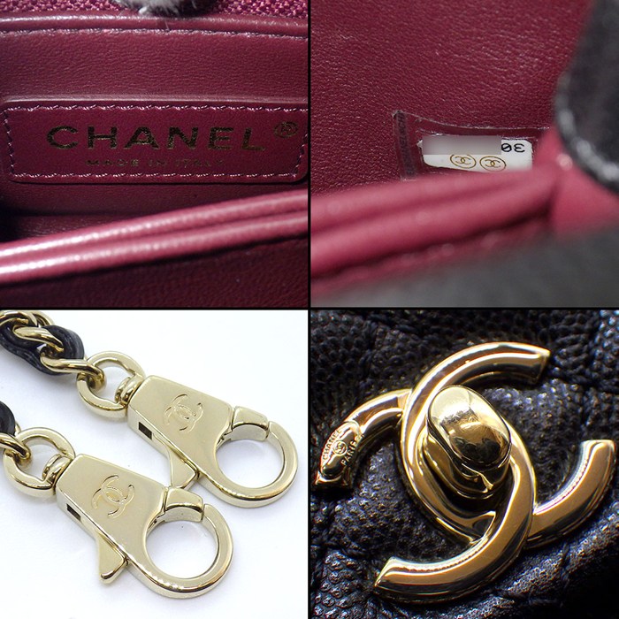 シャネル CHANEL ショルダーバッグ マトラッセ ココハンドル XXS トップハンドル ミニ AS2215 ブラック ボルドー キャビアスキン 【中古】
